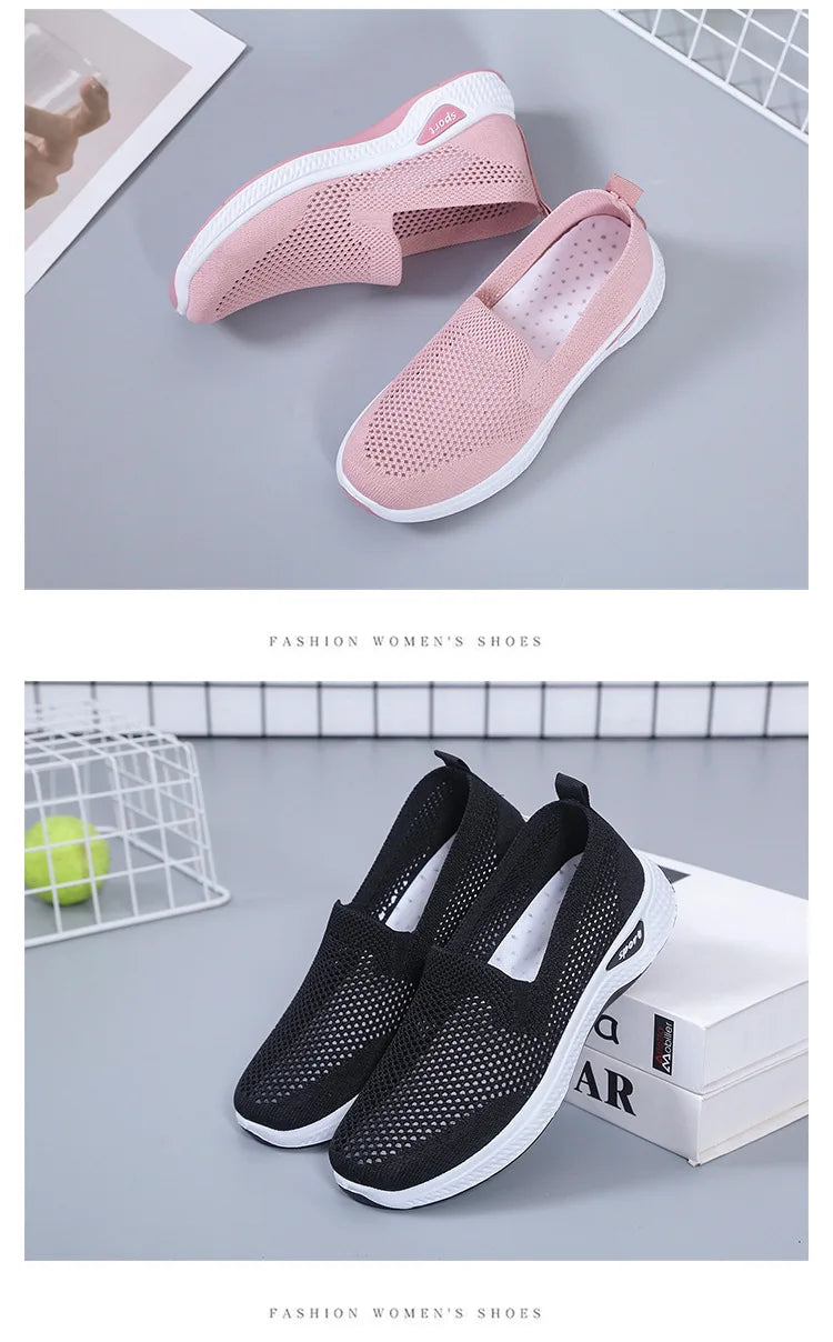 Women's Shoes Summer Comfort Plus Size Ladies Mesh Breathable Sneaker Socks Women Light Casual Sports Shoes Flat Women Loafers