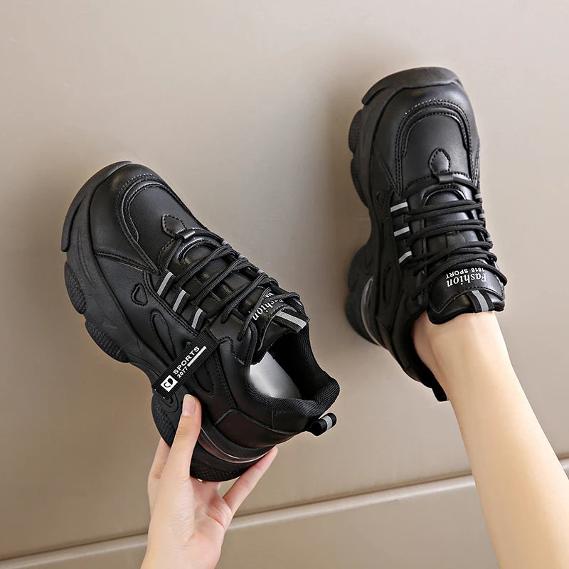 Autumn Women's Platform Vulcanized Shoes 2023 Shockproof Air Cushion Sneakers Women Thick Bottom Non-Slip Casual Walking Shoes