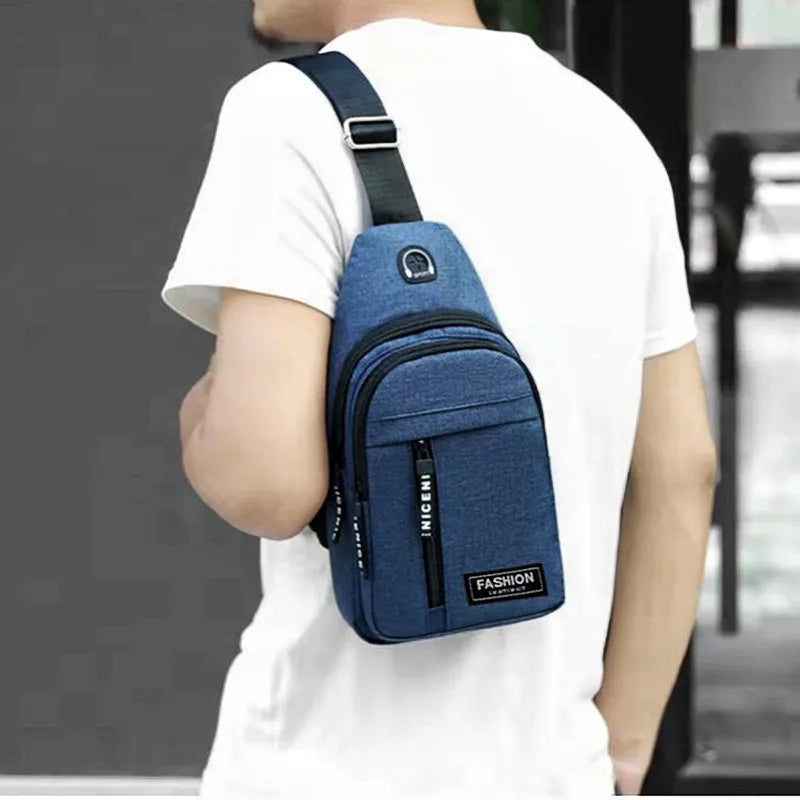 Business Men's Chest Bag Shoulder Messenger Bag Casual Canvas Travel Bag Waist Bag Multifunctional Waterproof Storage Bag