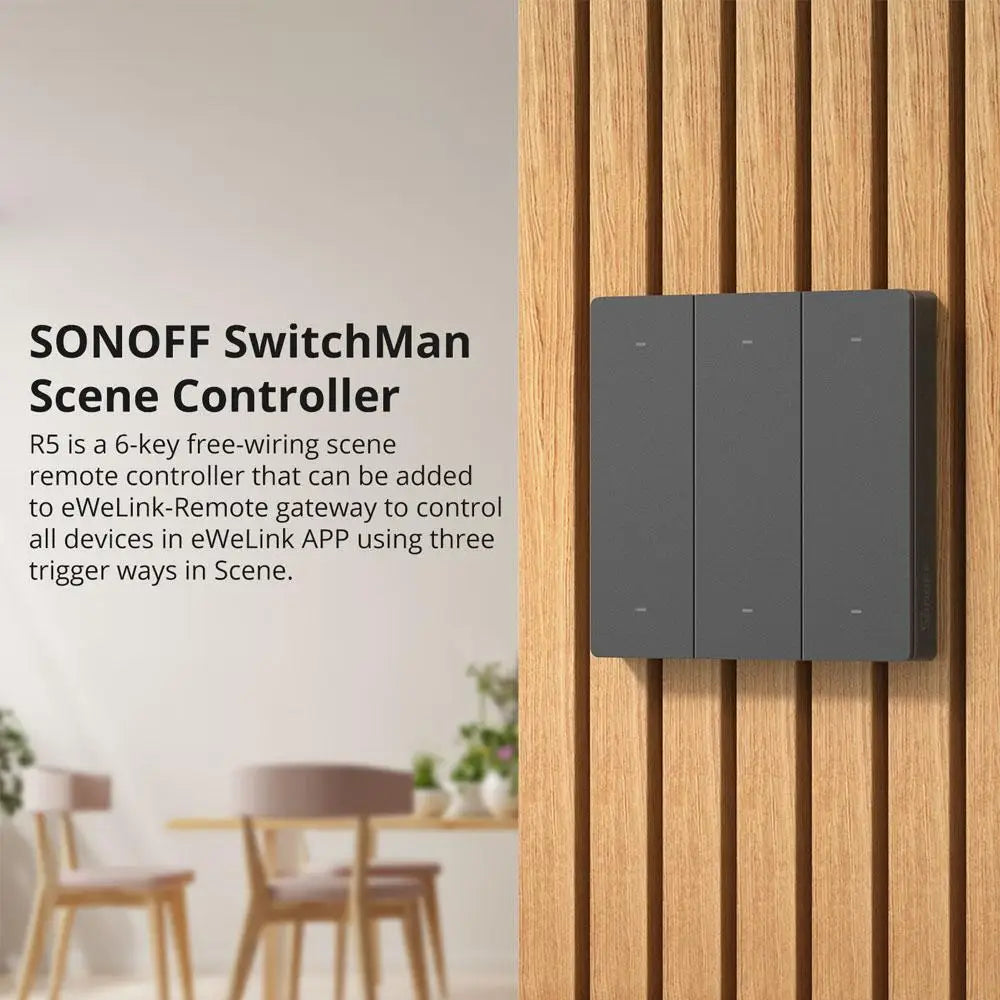 SONOFF SwitchMan R5 Scene Controller with Battery 6-Key Free-Wiring eWeLink Remote Control Works SONOFF M5 / MINIR3 Smart Switch