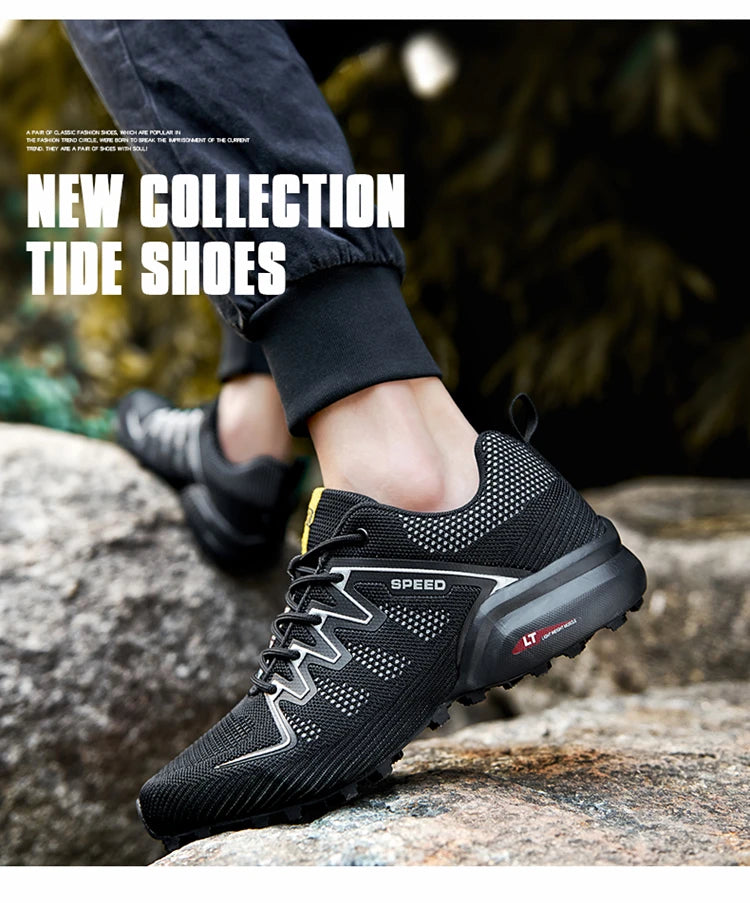 2024 New Men Running shoes Outdoor Breathable Anti-skid Wear-resistant Lace-up Sneakers Male Jogging Training Travel Sport Shoes