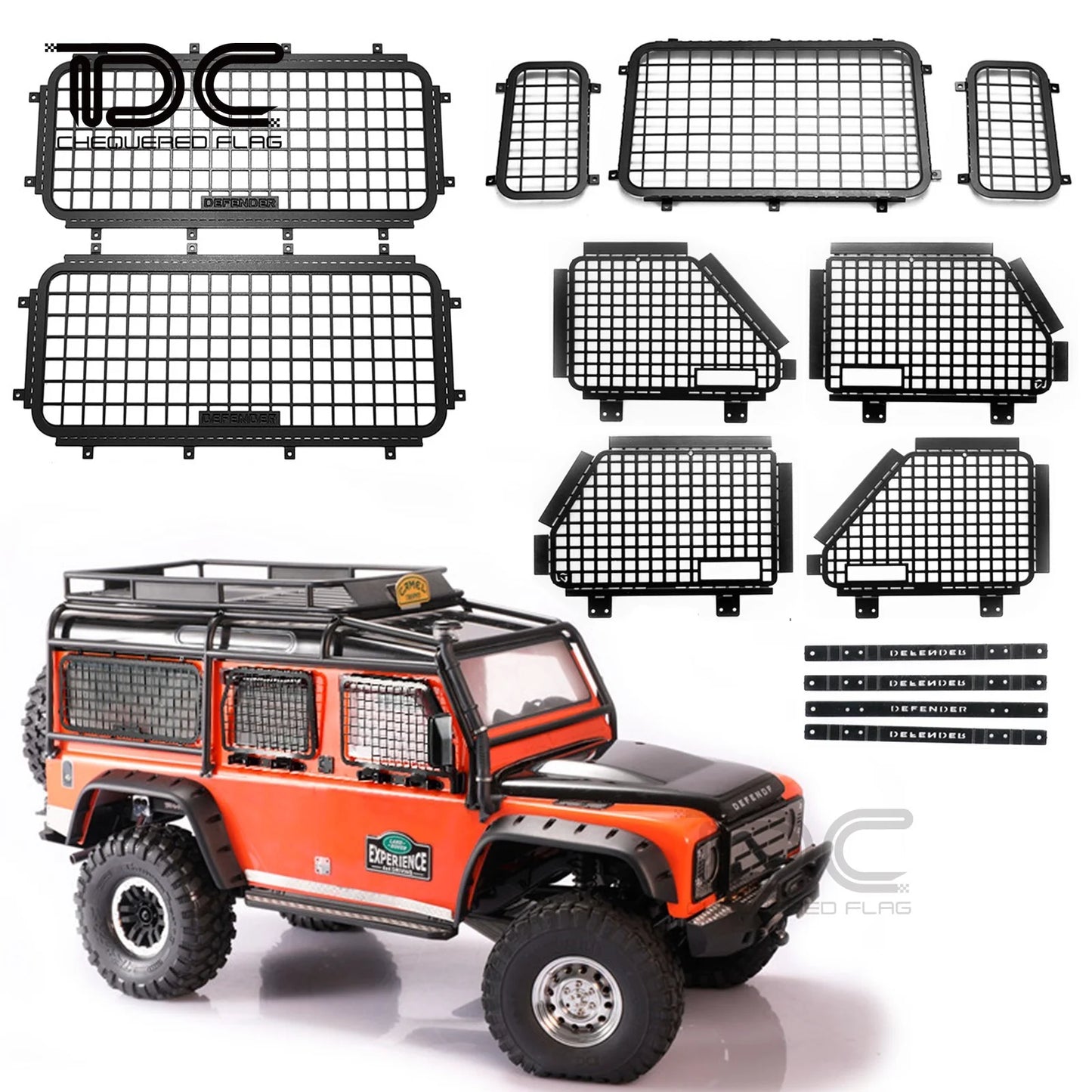 Window Mesh  for   Defender 82056-4 Metal Protective Net for D90 D110 1/10 RC Crawler Car