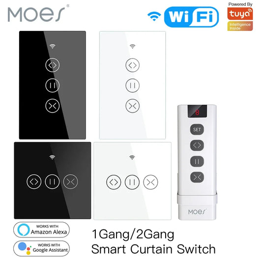 MOES WiFi Smart Curtain Blind Switch for Electric Motorized Tuya Curtain Roller Shutter Alexa Echo Google Home Voice Control