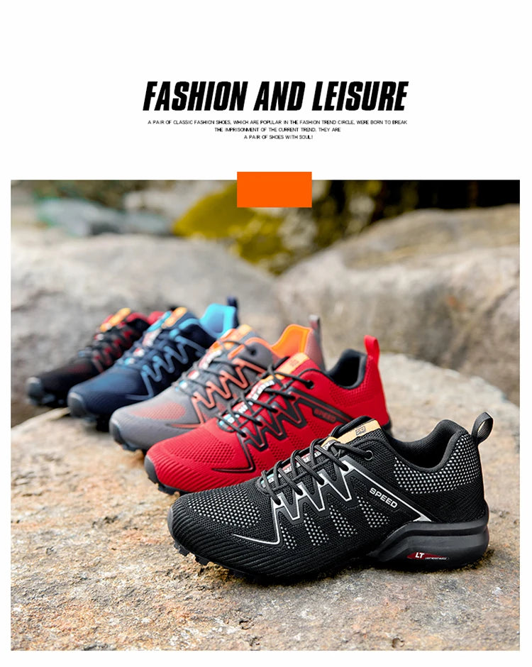 2024 New Men Running shoes Outdoor Breathable Anti-skid Wear-resistant Lace-up Sneakers Male Jogging Training Travel Sport Shoes