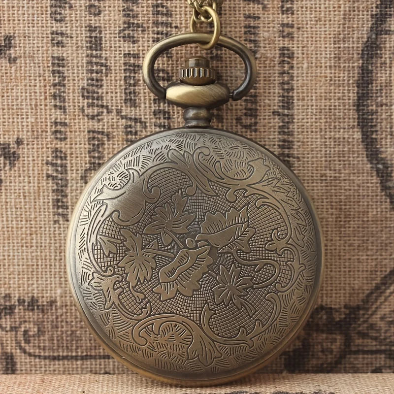 Carved hollow flip pocket watch Korean version minimalist retro necklace watch hanging neck portable quartz watch