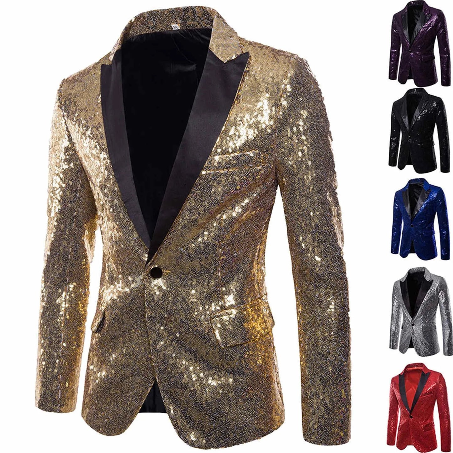 Shiny Gold Men Blazers Design Printed Sequin Suit Jacket Dj Club Stage Singer Clothes Nightclub Blazer Wedding Party Suit Jacket