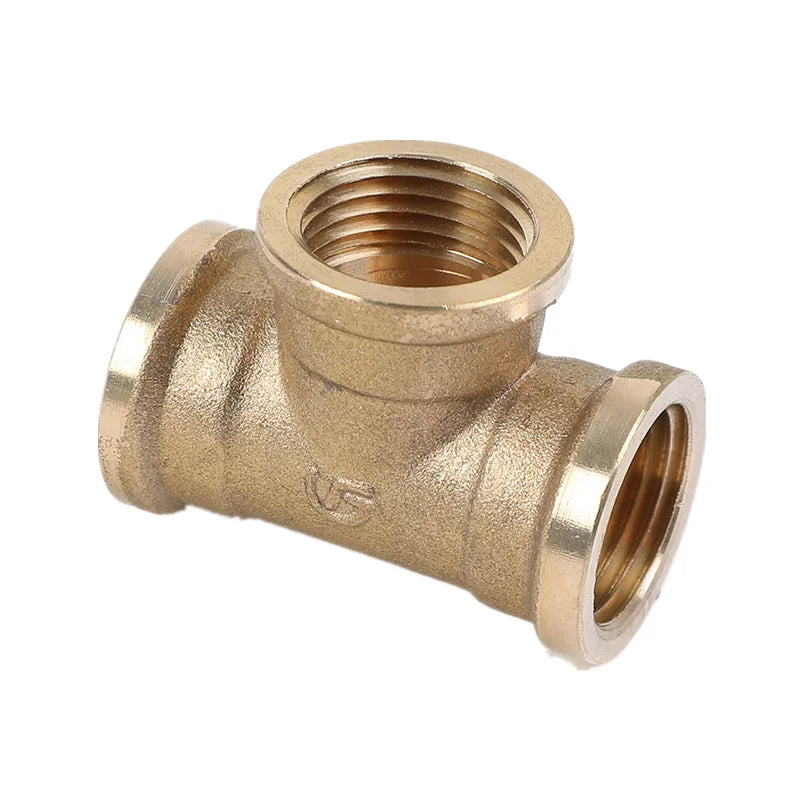 Pneumatic Plumbing Brass Pipe Fitting Male/Female Thread 1/8" 1/4" 3/8" 1/2" BSP Tee Type Copper Fittings Water Oil Gas Adapter