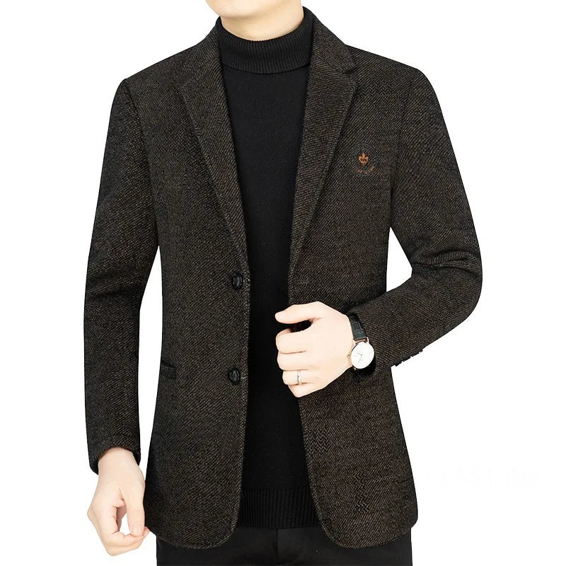 New Men Autumn Winter Cashmere Blazers Suits Jackets Wool Blends Male Business Casual Slim Fit Blazers Suits Coats Mens Clothing