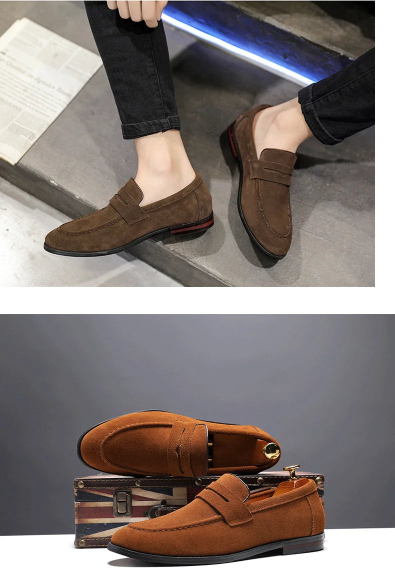 2023 Shose Men Casual Shoes Breathable Comfortable Flat Korean Fashion Lazy Frosted Leather Masculino Adulto Fashion Flat