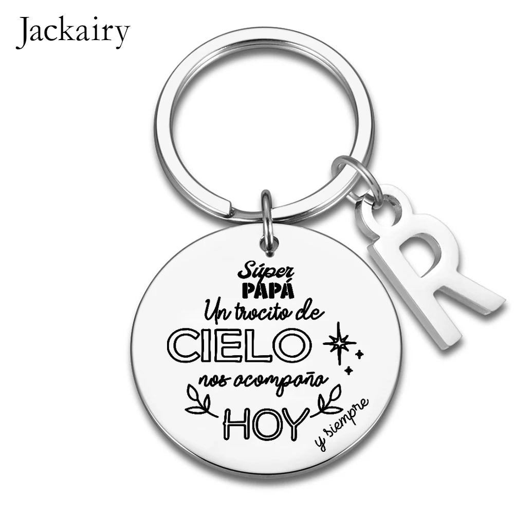 Spanish Súper Papá Gift Wedding Bouquet Keychain Un Trocito De Cielo Nos Acompana Hoy Pendant Necklace Wedding Gifts for Him Her