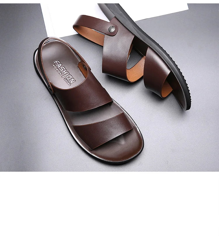 New Dad Sandals Summer 2023 Slippers Dual Soft Sole Versatile Casual Leather Sandal Shose Men Fashion Outdoor Adult Slip On