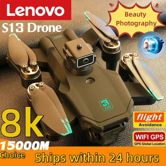 Lenovo S13 Pro Max Drone 8K Profesional HD Camera Brushless Obstacle Avoidance Aerial Optical Foldable Quadcopter Toy RC 10000M