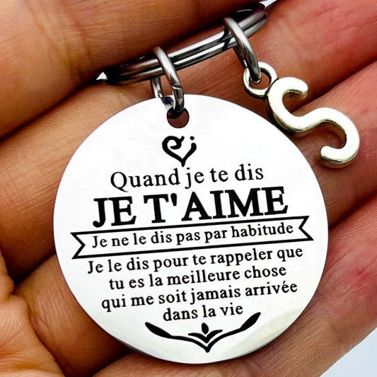 French Anniversary Keychain for Wife Husband Couple Valentines Day Christmas Birthday Wedding Gifts for Boyfriend Girlfriend