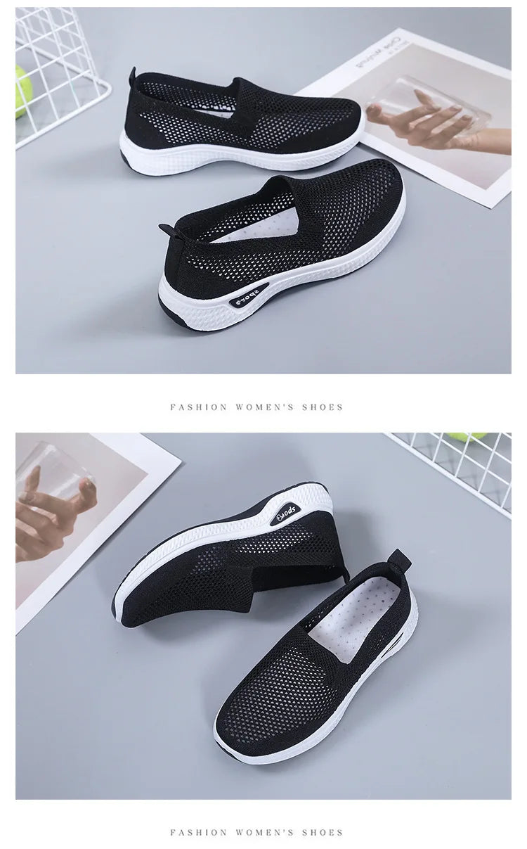 Women's Shoes Summer Comfort Plus Size Ladies Mesh Breathable Sneaker Socks Women Light Casual Sports Shoes Flat Women Loafers