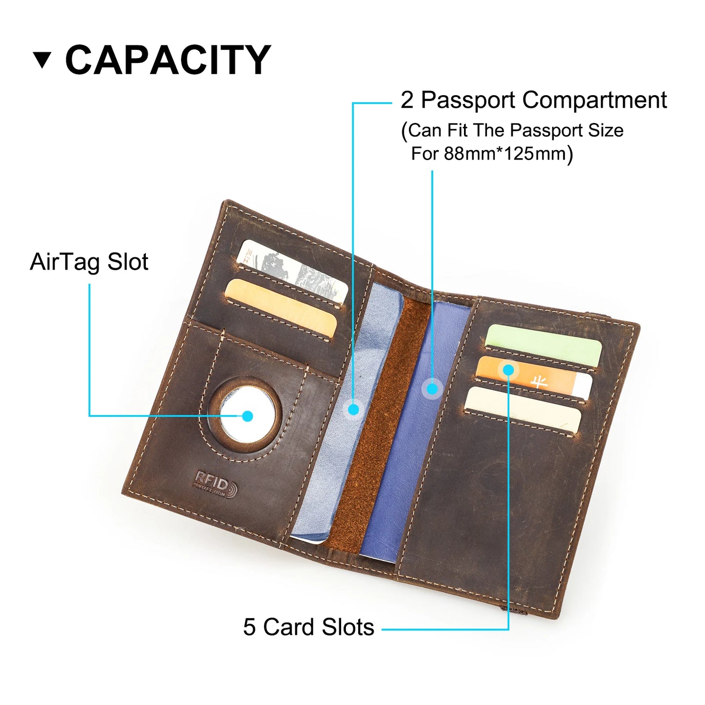 CONTACT'S Genuine Leather Travel Passport Wallets 11 Countries' Emblems Personalized Passport Cover Card Holder Embossing Wallet