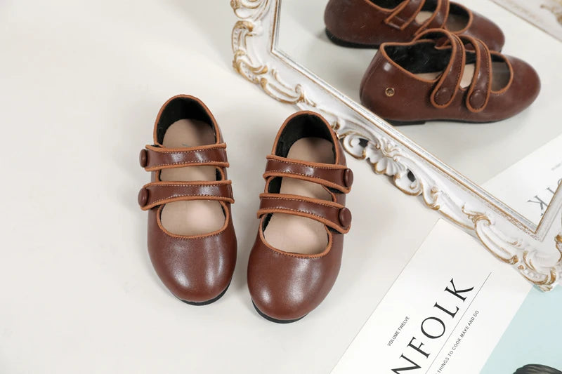 AS New Kids Shoes Children Leather Shoes Baby Girls Shoes Toddler Fashion Brown Flats Boys Moccasin Slip On Loafers Mary Jane