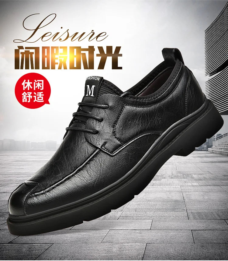 Autumn New Business Men's Casual Shoes Walking Male GENUINE LEATHER Fashionable shose Men Lace Up Breathable 2022 Summer