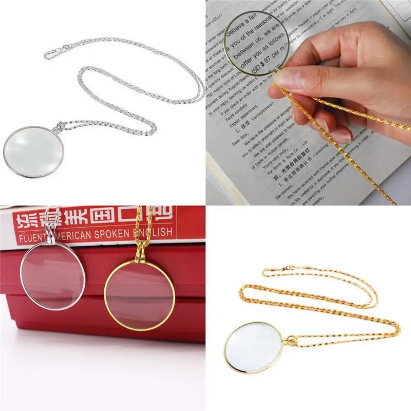 NEW Decorative Monocle Necklace With 5x Magnifier Magnifying Glass Pendant Gold Silver Plated Chain Necklace For Women Jewelry