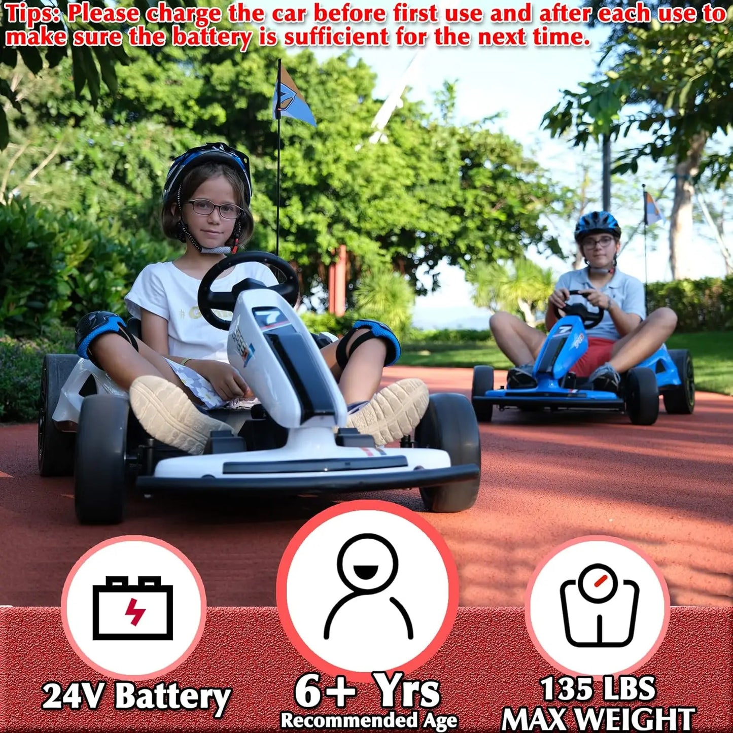 Sopbost Electric 24V Battery Powered Pedal Go Karts for 6+ Kids Adults Ride on Car Electric Vehicle Car Racing Drift Car