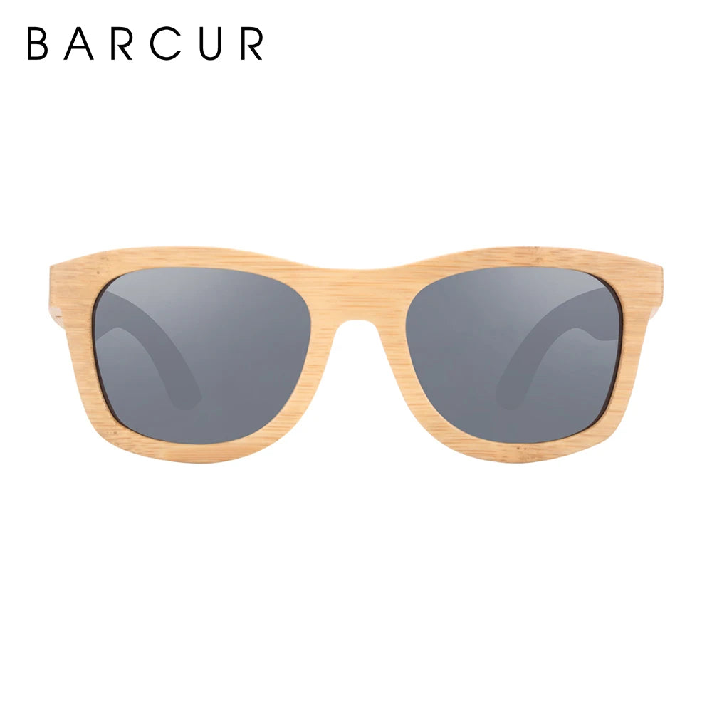 BARCUR Retro Square Men Sun Glasses Women Polarized Sunglasses Natural Bamboo Handmade Wood Sunglasses Beach Wooden UV400