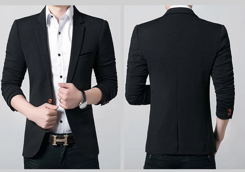 5XL-M Brand Mens Casual Blazers Spring Autumn Fashion Slim Fit Suit Jacket Single Breasted Business Office Social Blazers Hommes