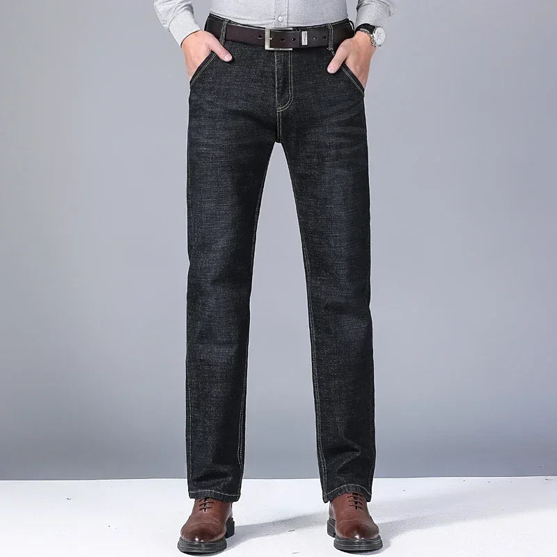 Autumn and Winter Stretch Men's Jeans Men's Style Straight and Versatile Denim Long Pants