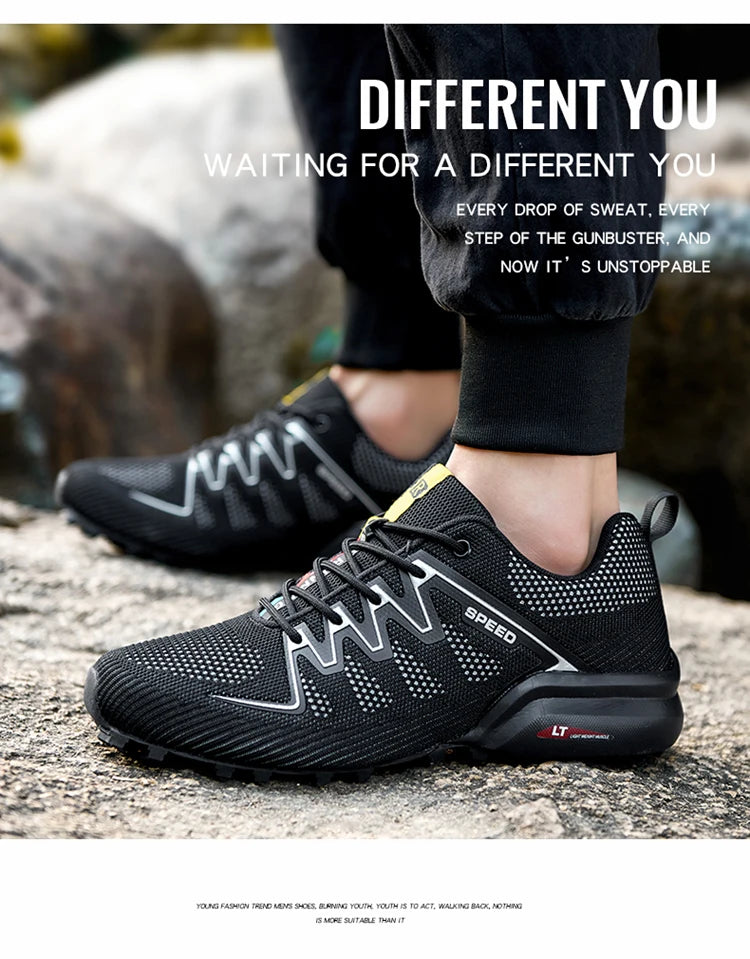 2024 New Men Running shoes Outdoor Breathable Anti-skid Wear-resistant Lace-up Sneakers Male Jogging Training Travel Sport Shoes