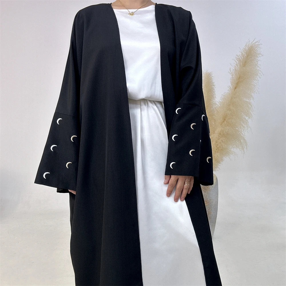 Ramadan Black Moon Abaya Kimono Kebaya Turkey Islam Muslim Modest Dress Damen Prayer Clothes Women Kaftans Robe Femme Musulmane