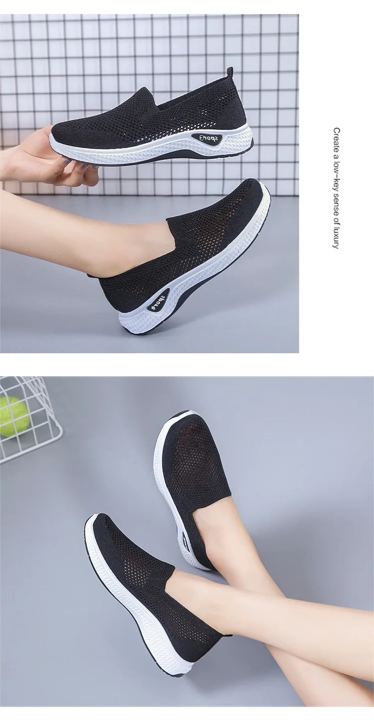 Women's Shoes Summer Comfort Plus Size Ladies Mesh Breathable Sneaker Socks Women Light Casual Sports Shoes Flat Women Loafers