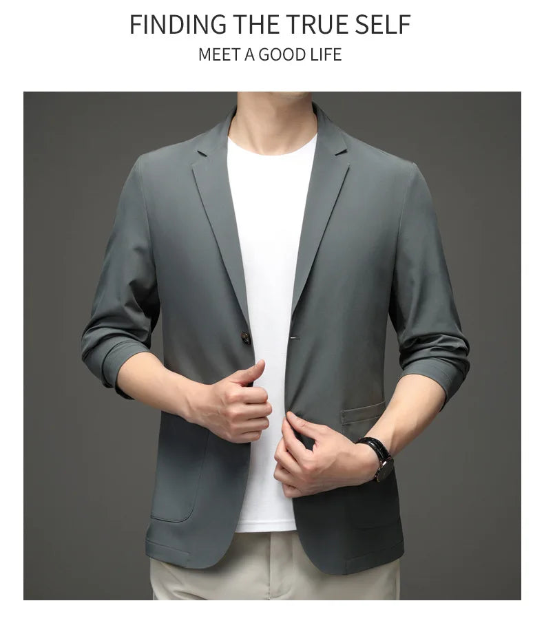 Chic & Sleek: Summer Slim-Fit Casual Suit Jacket for Fashion-Forward Style - Thin for Summer,UV Protection，Business Leisure