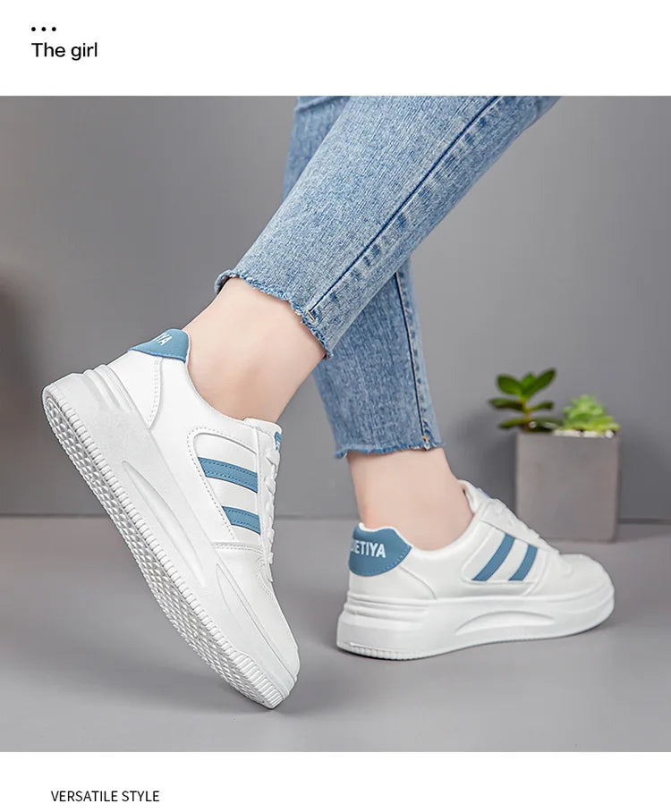 Thick sole white shoes Trendy flat shoes for women Comfortable, breathable vulcanized  2024 new sneakers  woman designer shoes