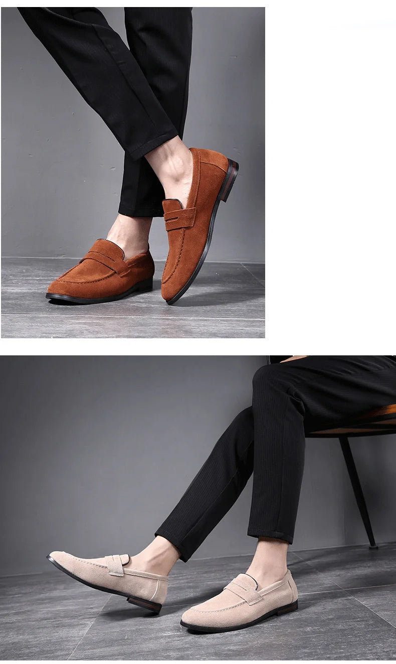 2023 Shose Men Casual Shoes Breathable Comfortable Flat Korean Fashion Lazy Frosted Leather Masculino Adulto Fashion Flat