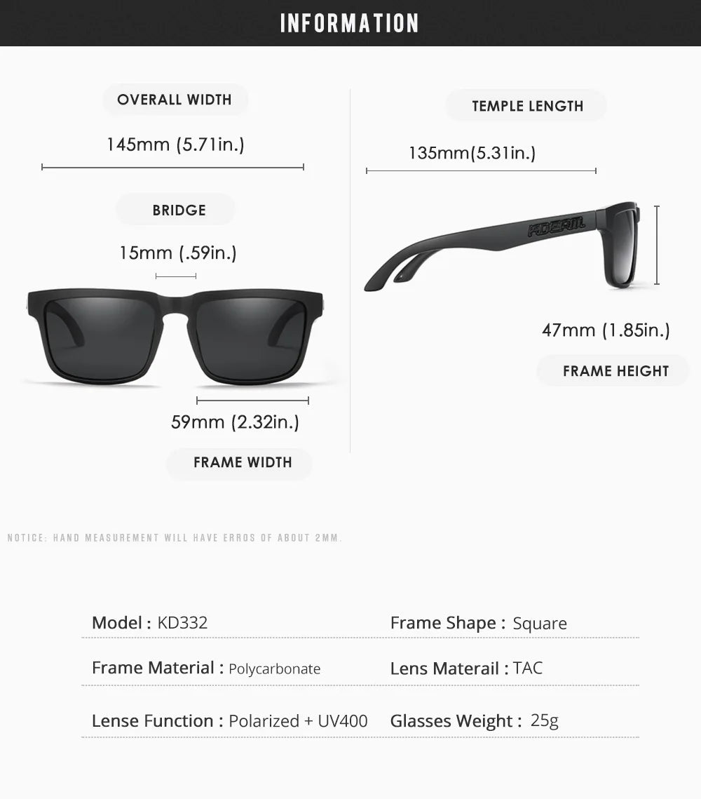 Kdeam 2024 High Quality Polarized Sunglasses for Men Transparent Gray Frame Fashion Unisex Outdoor Luxury Eyeglasses For Couple