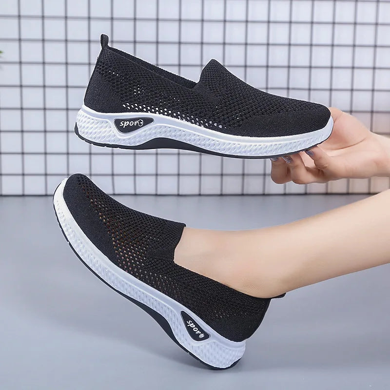 Women's Shoes Summer Comfort Plus Size Ladies Mesh Breathable Sneaker Socks Women Light Casual Sports Shoes Flat Women Loafers