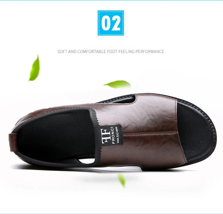 Sandals for Men Brand Casual Shoes Outdoor Fashion Men's Slippers Comfortable Beach Shoes High Quality Leather Men Flat Sandals