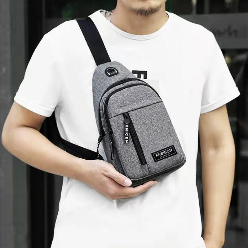 Business Men's Chest Bag Shoulder Messenger Bag Casual Canvas Travel Bag Waist Bag Multifunctional Waterproof Storage Bag