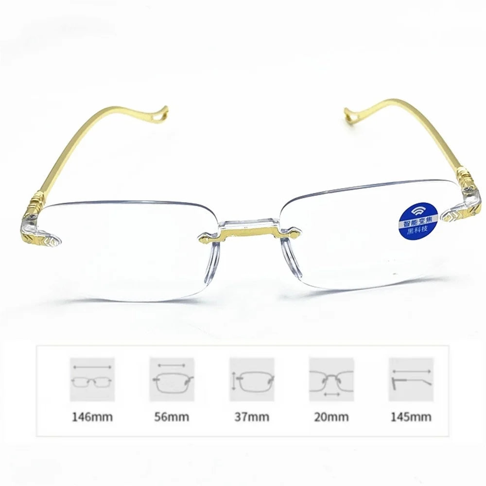 High-grade Presbyopes Anti-blue Light HD Presbyopia Glasses Frameless Ultra-light Magnifying Reading Glasses for Women