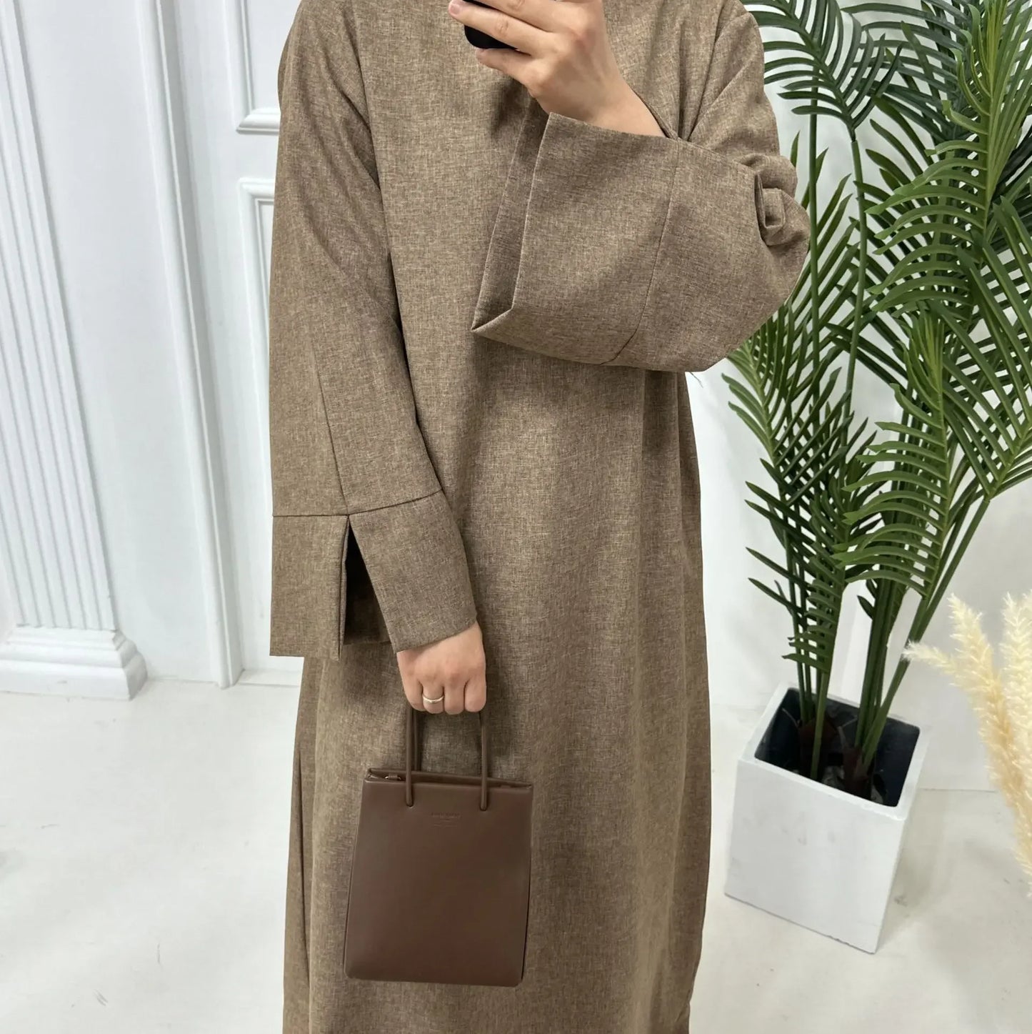 Closed Linen Abaya Luxury Dubai Plain Muslim Hijab Dress Turkish Basic Abayas for Women Saudi Islam Prayer Clothes Casual Kaftan