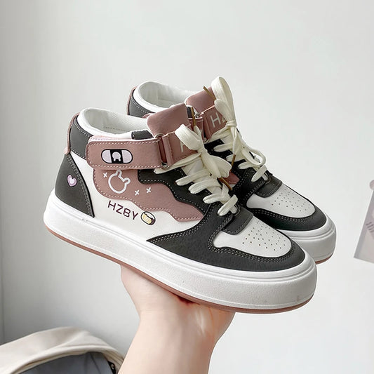 Autumn Winter High Top Sneakers Women Panda Sneakers for Teenage Girls Cute Womens Sports Shoes Kawaii Luxury Trend Ladies Shoes