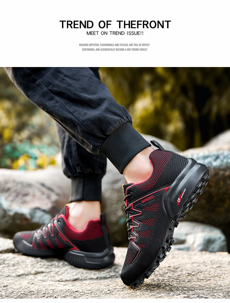 2024 New Men Running shoes Outdoor Breathable Anti-skid Wear-resistant Lace-up Sneakers Male Jogging Training Travel Sport Shoes