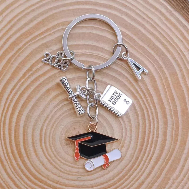 2024 New A-Z Graduation Ceremony Keychain, Cute Enamel Doctoral Hat Keychain Commemorative Graduation Ceremony