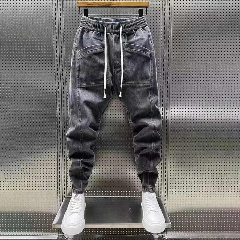 Fashion 2024 New Spring Autumn Loose Men's Drawstring Polar Big Boy Jeans Denim Jeans Casual Elastic Waist Yk2 Streetwear Pants