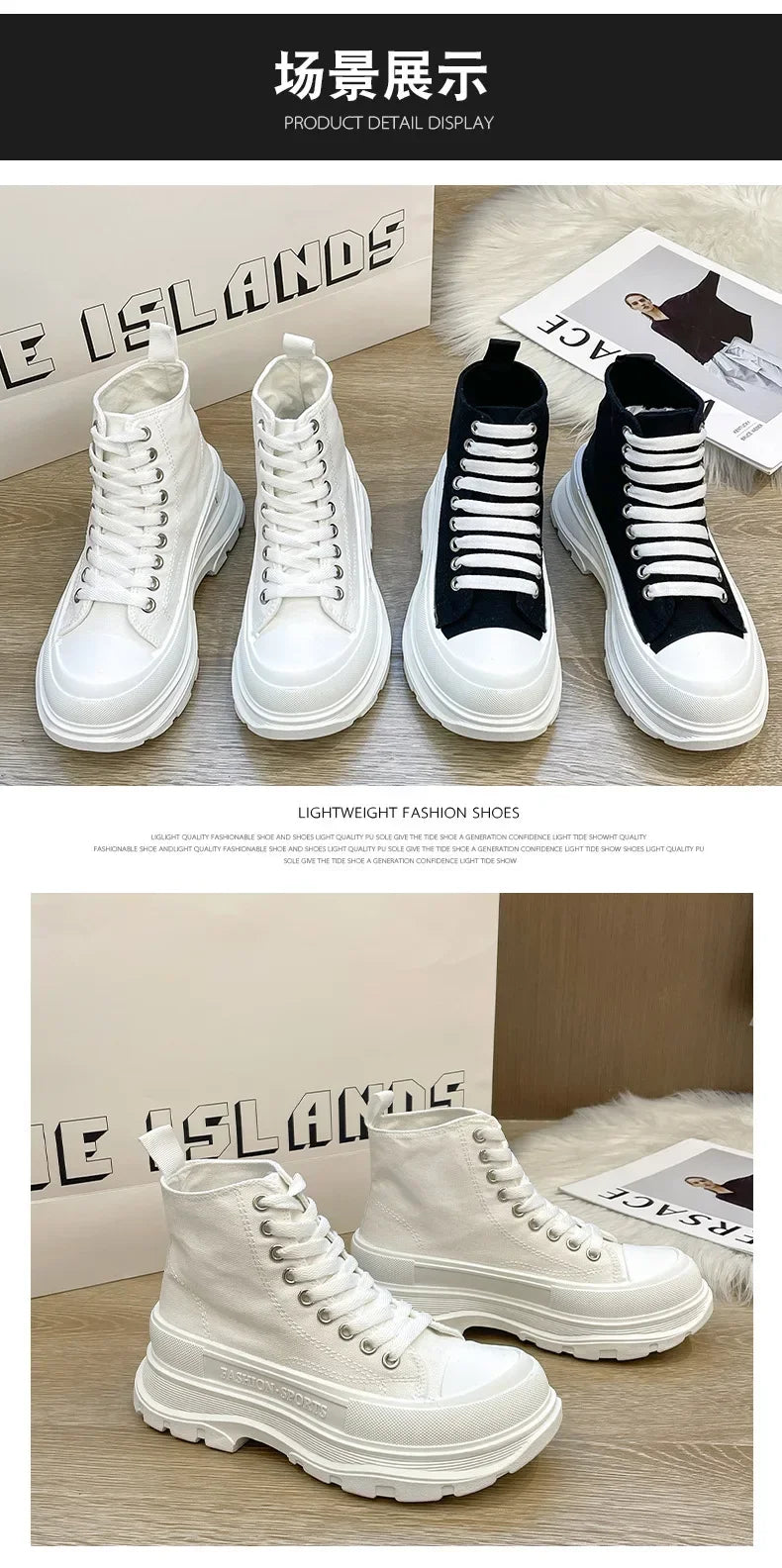 Hip Hop Platform Women's Shoes Models 2024 High Top Shoes Big Size Long Boots Sneakers Sports Athlete High-tech Shoses