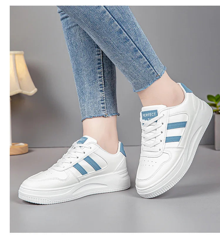 Thick sole white shoes Trendy flat shoes for women Comfortable, breathable vulcanized  2024 new sneakers  woman designer shoes