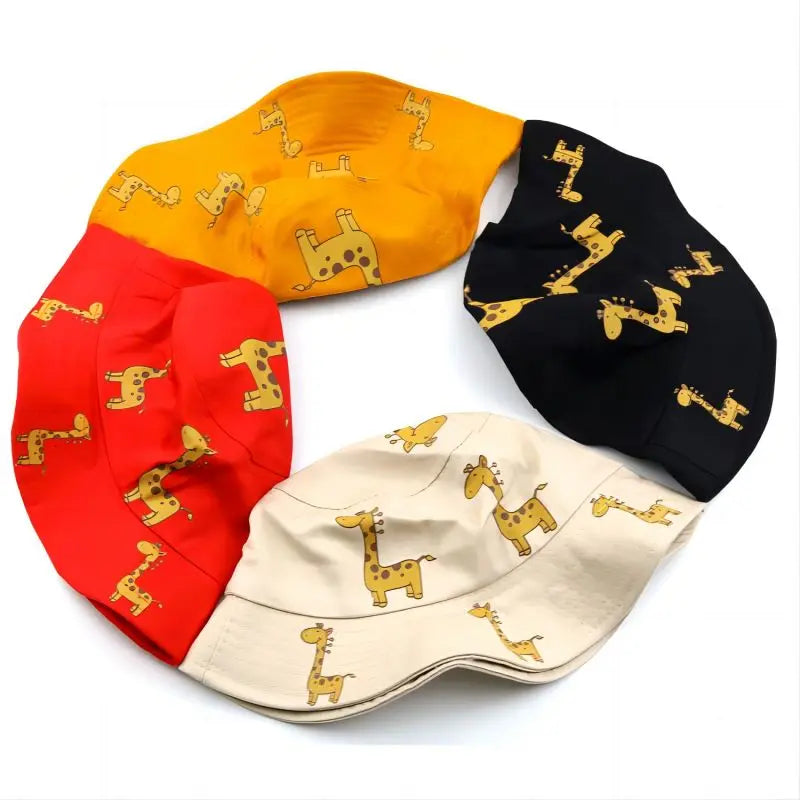 Fisherman Hat Spring Hat Children's Cartoon Foldable Basin Hat Boys Girls Summer Visor Baby Giraffe Fisherman Hat