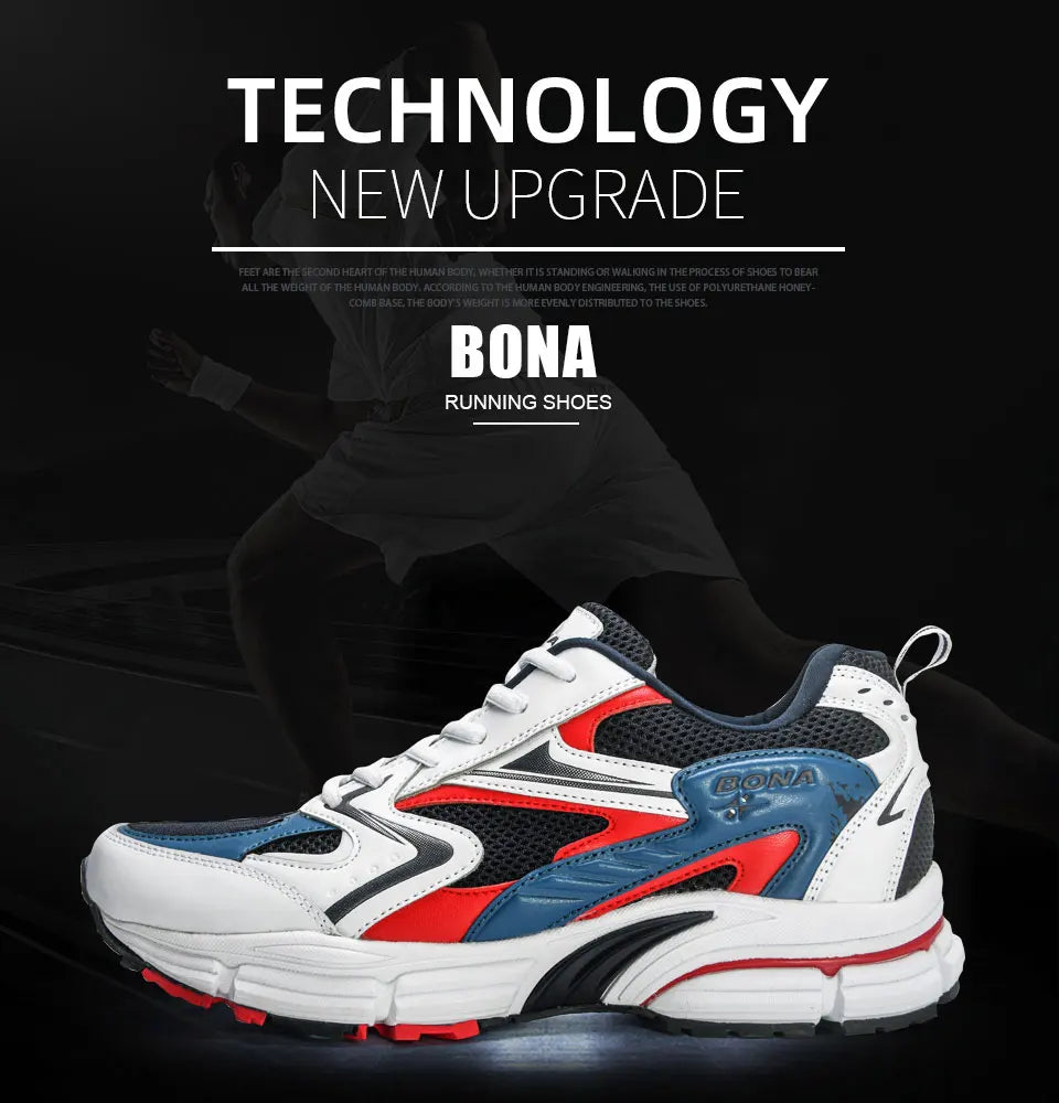 BONA 2023 New Designers ActionMen Non-slip Man Jogging Shoes Athletic Training Sneakers  Leather Running Shoes  Mansculino Trend