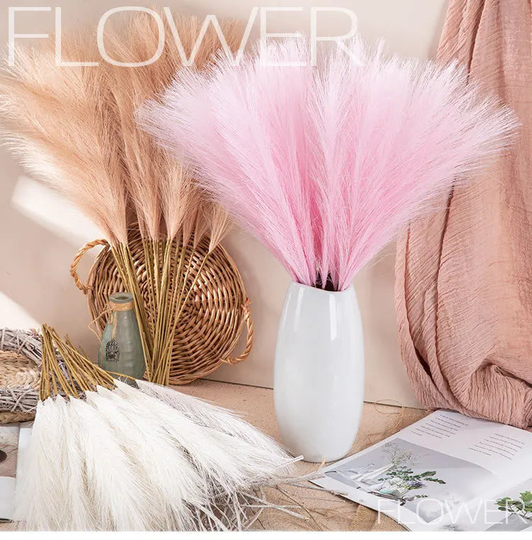 Artificial Pampas Grass 1/5/10/30pcs Fake Pampas Grass Flower Boho Wedding Bouquet Home Decor Table Flower Arrangement Decor