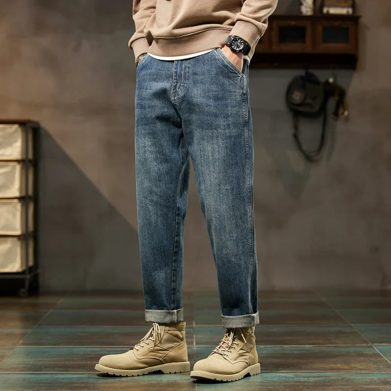 KSTUN Jeans Men Loose Fit Blue Baggy Jeans Fashion Spring And Autumn Wide Leg Pants Denim Trousers Men's Clothing Harem Pants