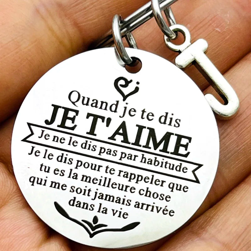 French Anniversary Keychain for Wife Husband Couple Valentines Day Christmas Birthday Wedding Gifts for Boyfriend Girlfriend