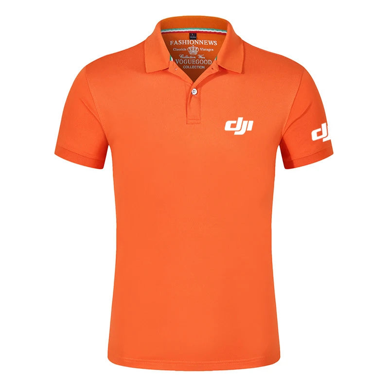 New Dji Professional Pilot Drone Men's New Summer Hot Breathable Polo Shirts Printing Short Sleeve Comfortable Tops